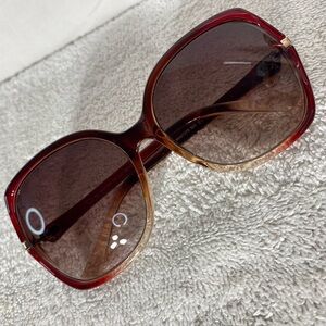 Vintage Y2K Oscar De La Renta Red Brown Sunglasses Streetwear Boho Festival